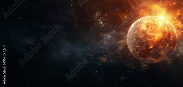 Fototapeta planet in the middle nebula