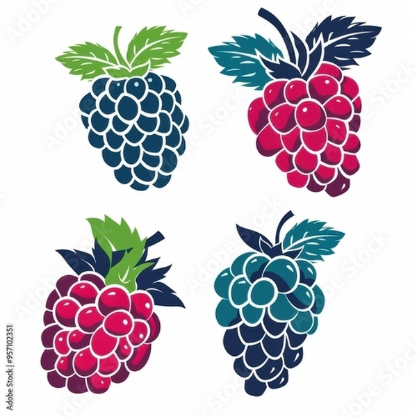 Fototapeta Vector illustration icon of rasberry