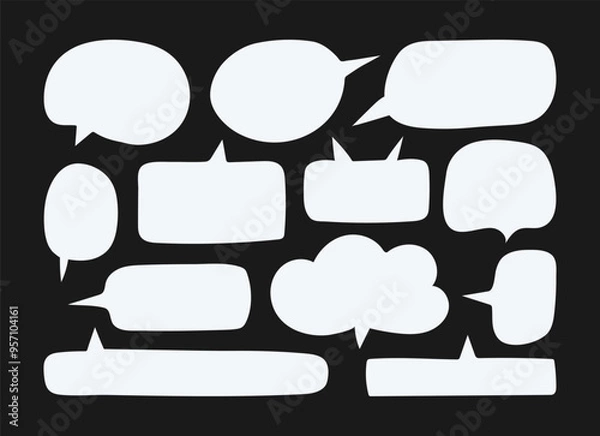 Fototapeta White hand drawn doodle Speech bubble. Empty text box for message and thinking