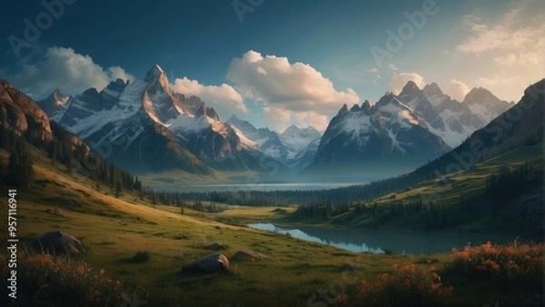 Fototapeta Wallpaper, relaxing view of the gorge in the mountains