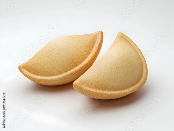 Fototapeta Spooky Fortune Cookies on Isolated White Background with 3D Render and Modern Aesthetic