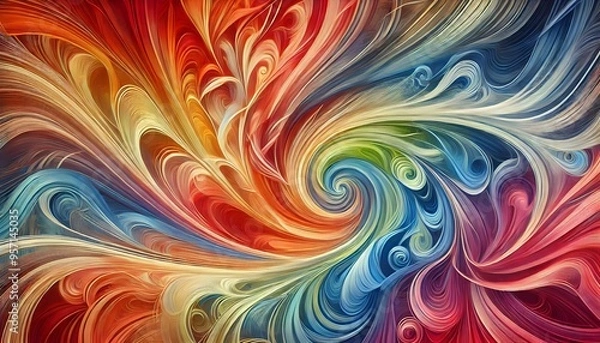 Obraz Vibrant abstract fractal artwork featuring dynamic swirling patterns in a spectrum of bright colors, creating a sense of motion and energy.