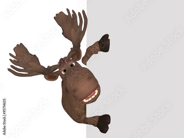 Obraz Cartoon moose with a blank board