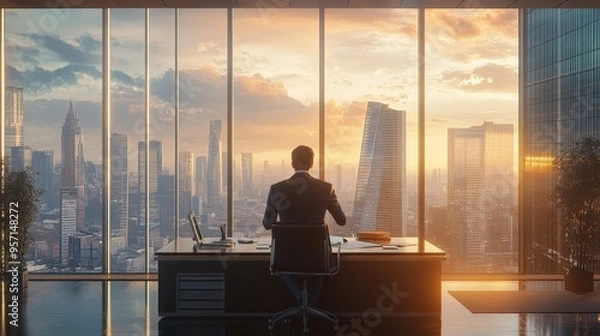 Fototapeta imagine a marketing manager strategizing with charts and plans in a modern office 