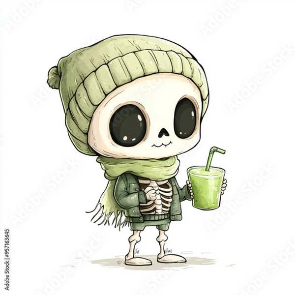 Obraz Cute chibi skeleton