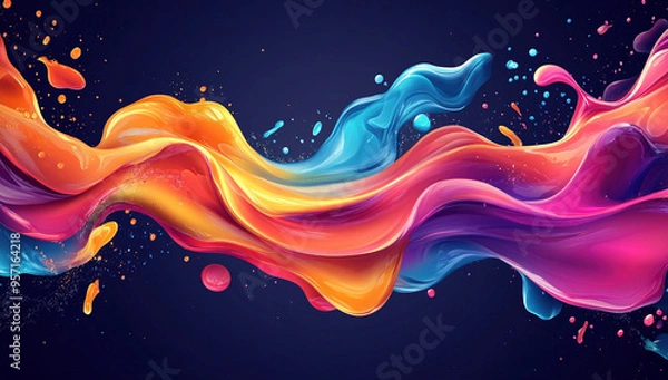 Fototapeta Colorful Abstract Background with Vibrant Liquid Wave Design