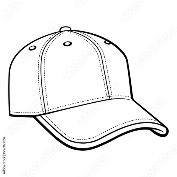 Obraz cap black and white vector image.