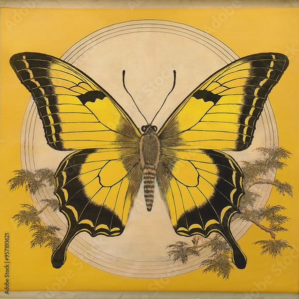 Fototapeta 浮世絵　てふ　蝶　アイコン　UY_2