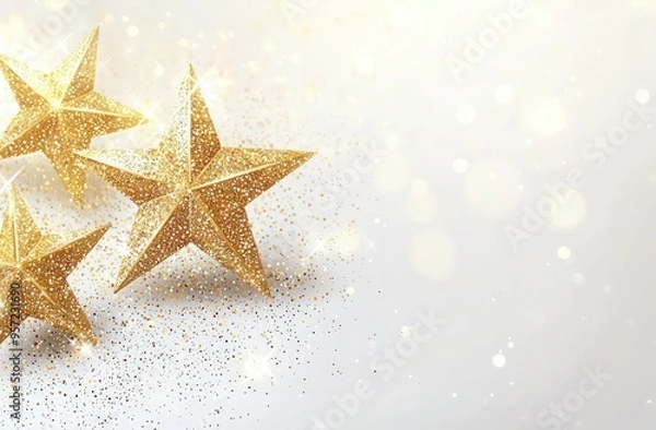 Fototapeta High-end vector illustration featuring golden glitter and stars on a white background.