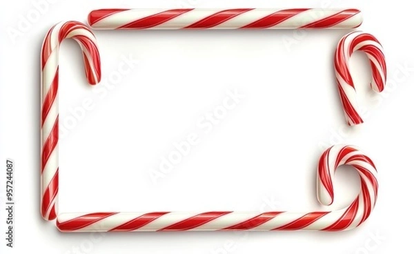 Fototapeta Vector illustration of candy cane borders and corners, perfect for framing holiday designs.