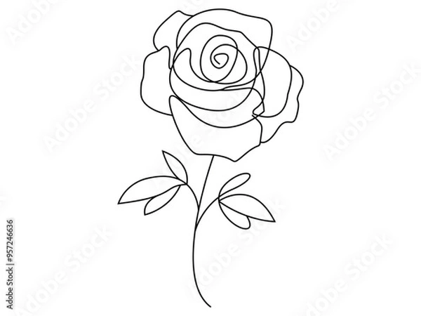 Fototapeta  Minimalist design rose flower continuous single line drawing art vector illustration 