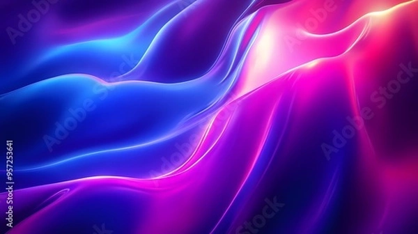 Obraz Abstract purple and blue background with wavy lines, gradient effect, futuristic style, high resolution, detailed texture, soft lighting, shadows, reflections