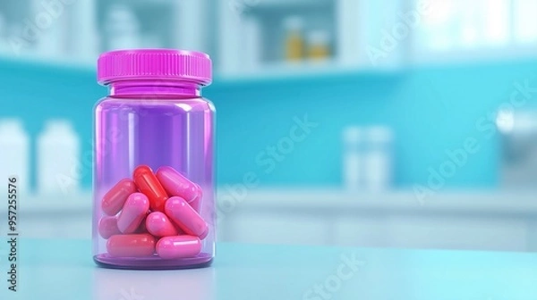 Fototapeta Colorful Pills in Jar