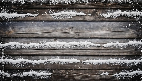 Fototapeta wooden background and snow for new year celebrations or Christmas decorations