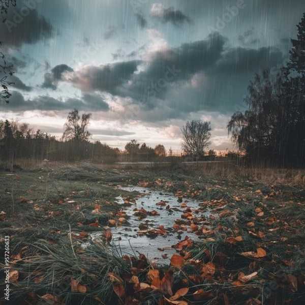 Fototapeta sunset over the river