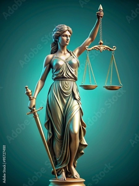 Fototapeta View of 3d justice scales