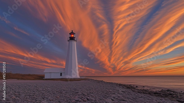Fototapeta lighthouse at sunset