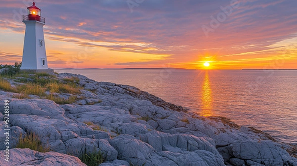 Fototapeta lighthouse at sunset