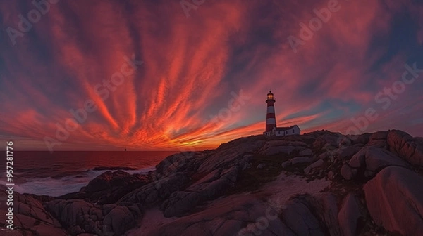 Fototapeta lighthouse at sunset
