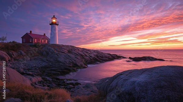 Fototapeta lighthouse at sunset