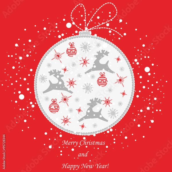 Obraz Weihnachtskugel auf rotem Hintergrund