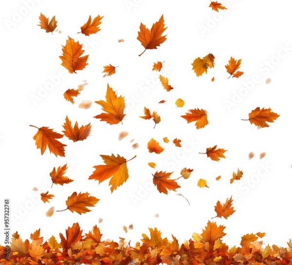 Obraz colorful autumn leaves falling on an isolated transparent background 