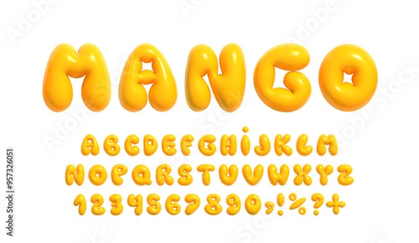 Fototapeta 3D font on a transparent background. Bright, sunny bubble font