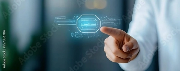 Fototapeta Smart service assistant, floating hologram interface, dynamic tech visuals