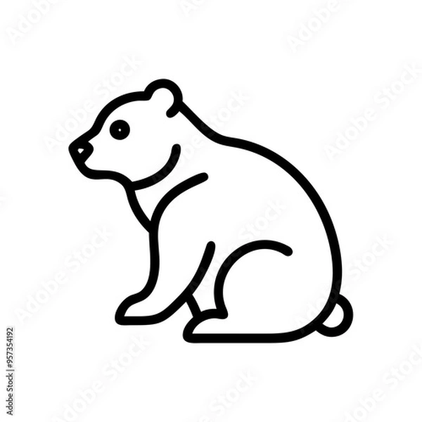 Fototapeta Bear Outline Vector Illustration Simple Animal Design For Children's Books and Educational Material
