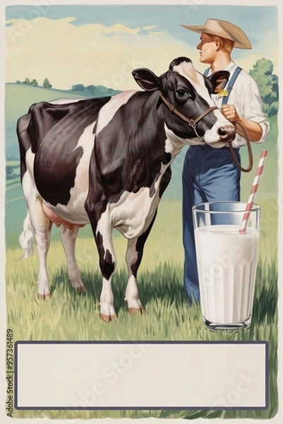 Fototapeta  vintage advertisement for milk