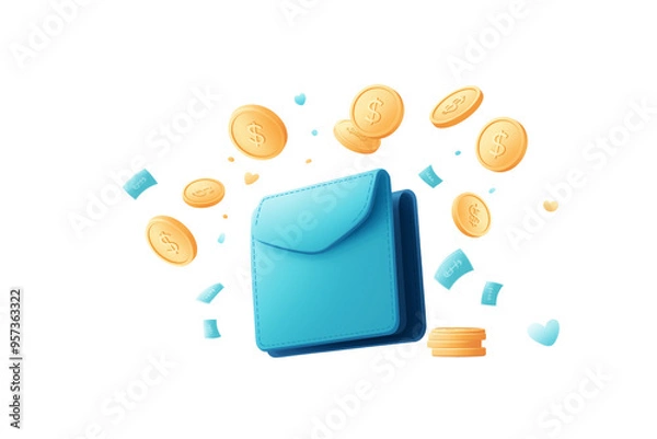 Obraz Wallet with Coins on Transparent Background