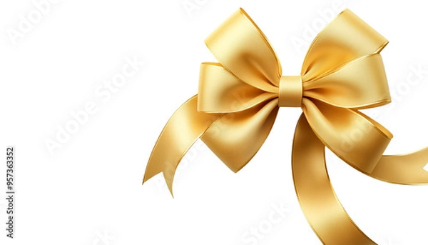 Obraz A beautifully tied gold ribbon bow with flowing tails