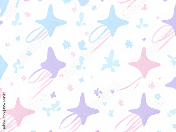 Obraz Cute Shooting Star Seamless Pattern
