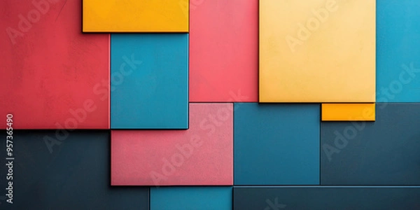 Fototapeta Colorful abstract geometric background with overlapping rectangles