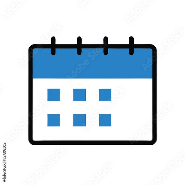 Obraz a Calendar icon and blue square black logo icon vector silhouette,  