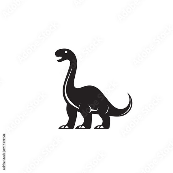 Fototapeta dinosaur in cartoon, doodle style . Image for t-shirt, web, mobile apps and ui. Isolated 2d vector illustration in logo, icon, sketch style, Eps 10, black and white. AI Generative