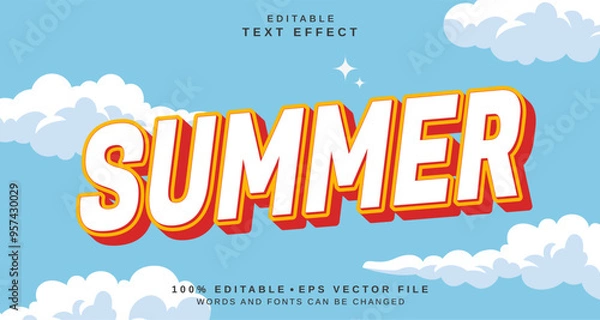 Fototapeta Editable text style effect - Summer text style theme.