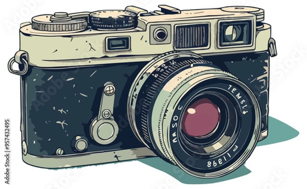 Fototapeta An isolated vector of a vintage camera.
