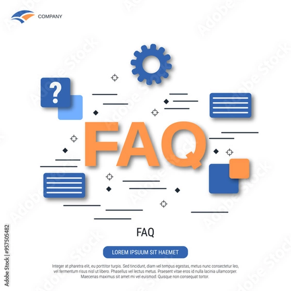 Obraz FAQ, user guide, tutorial flat style vector concept illustration