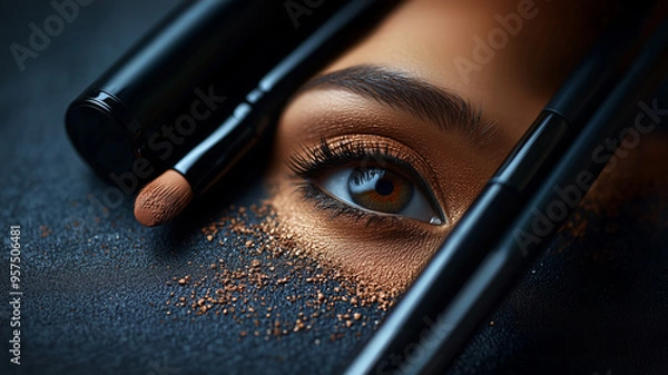 Fototapeta Concept of how eye make up products can create beauty, AI generated image