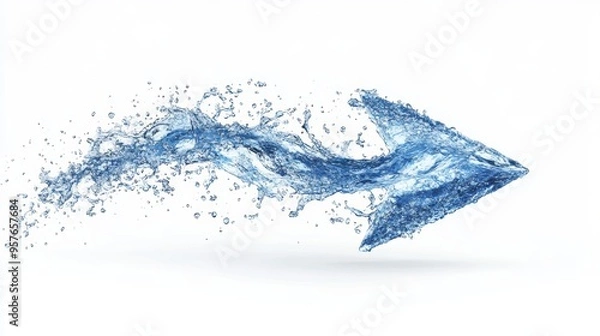 Obraz Water Arrow: An abstract and ethereal water arrow bursts through the air, leaving a trail of droplets in its wake. This captivating image evokes a sense of movement, energy, and forward momentum. It's