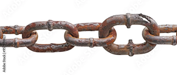 Fototapeta close up view  of and old chain , Isolated on white background 