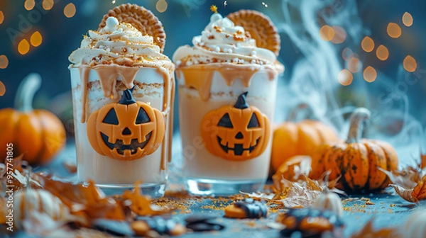 Obraz Halloween drinks with whipped cream