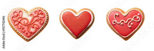 Fototapeta Delicious Heart Love Shape Biscuit with Chocolate Isolated on Transparent Background
