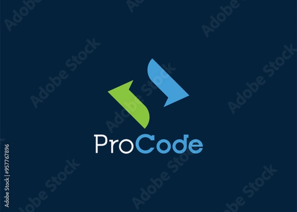 Fototapeta Minimalist Coding logo design template. Modern style programmer logo