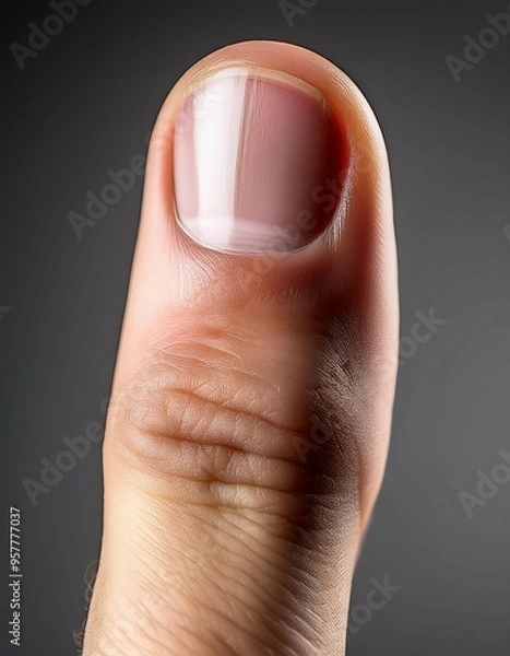 Fototapeta Macro photo of a woman's hand, showcasing the delicate skin and nails, and the contrast between health and injury