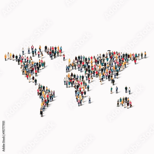 Obraz group  people  shape  world map
