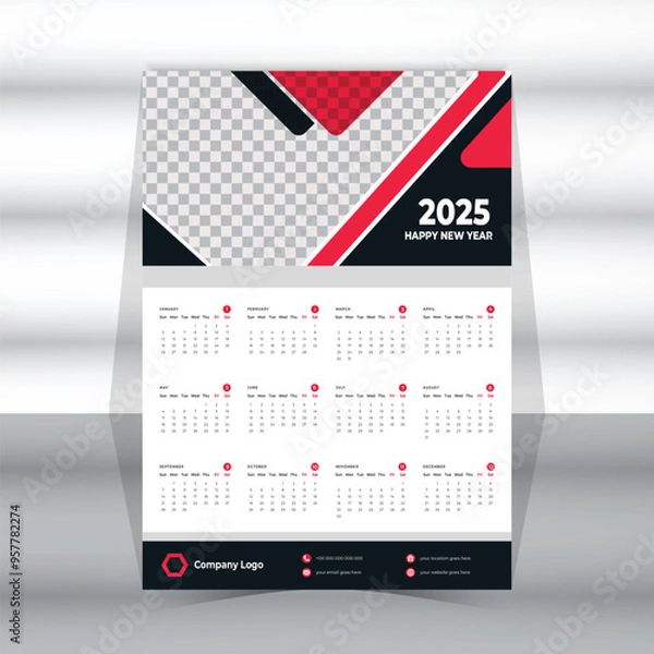 Obraz 2025 Wall calendar design template for New Year