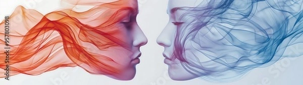 Obraz Geometric wave human face background