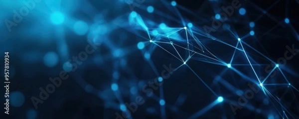 Fototapeta Abstract blue network background with glowing connections representing technology and communication.